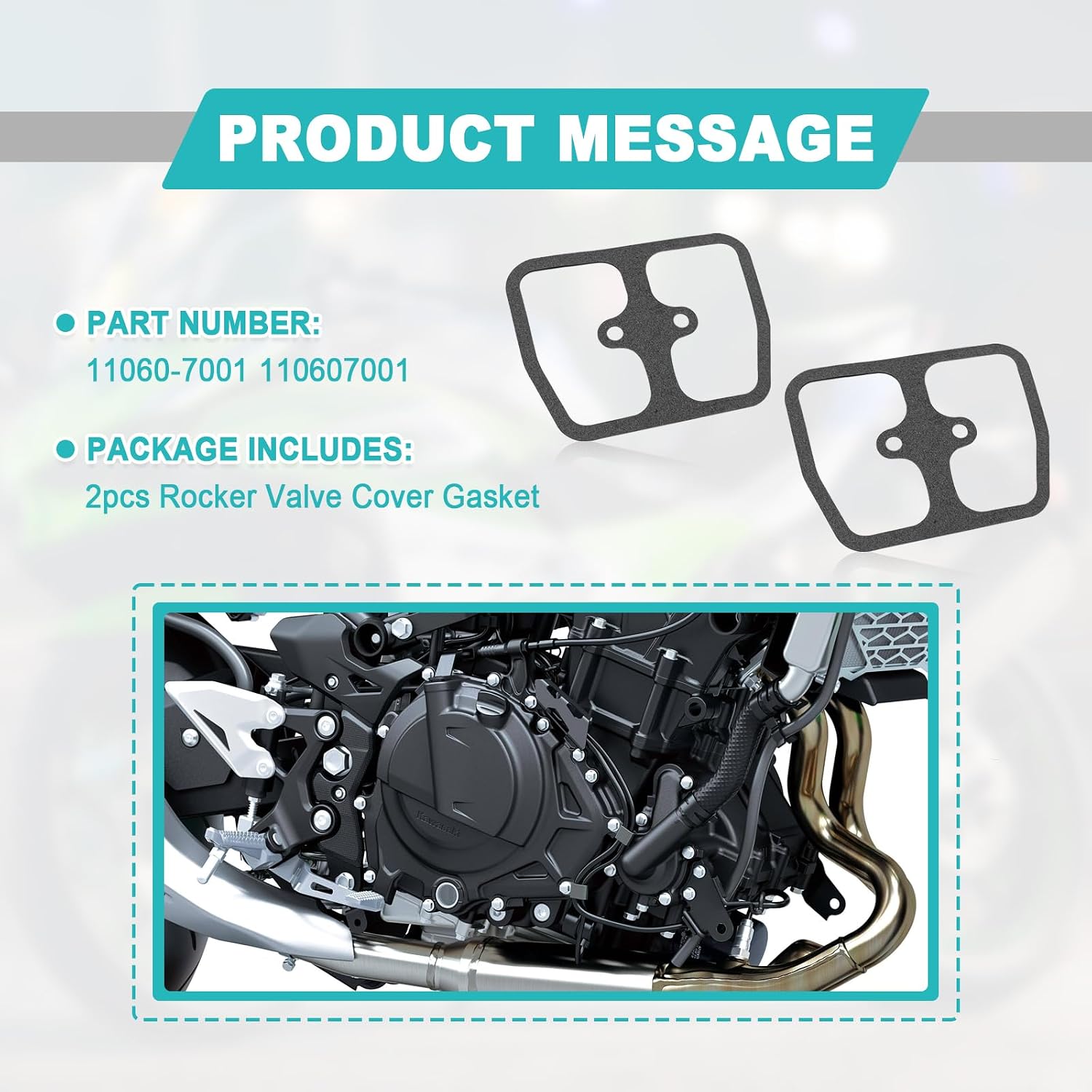 2 Pcs Rocker Valve Cover Gaskets, Thick Gaskets, Compatible with Engine Models: Fh381V Fh430V Fh451V Fh480V Fh500V Fh541V Fh580V, Replace OE#11060-7001