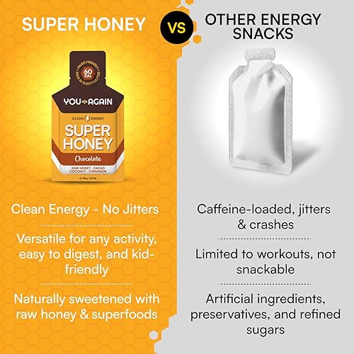 Miniatura 3 de You Again Paquetes de chocolate súper miel  Paquetes de gel de energía limpia para entrenamiento  Ciclismo, resistencia, gel para correr o