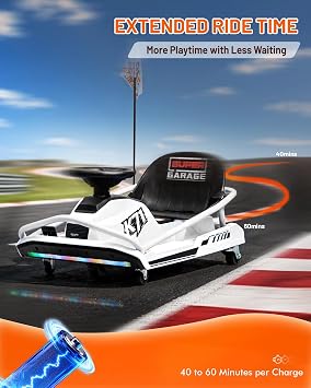 Go Cart Sport 24V 300W Brushless Electric Drift Kart for Kids - White