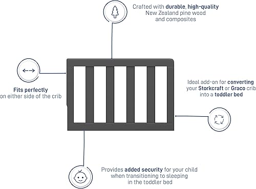 Miniatura 4 de Storkcraft & Graco Toddler Safety Guardrail with Slats (Gray) – GREENGUARD Gold Certified, Converts Compatible Storkcraft & Graco Crib to Toddler