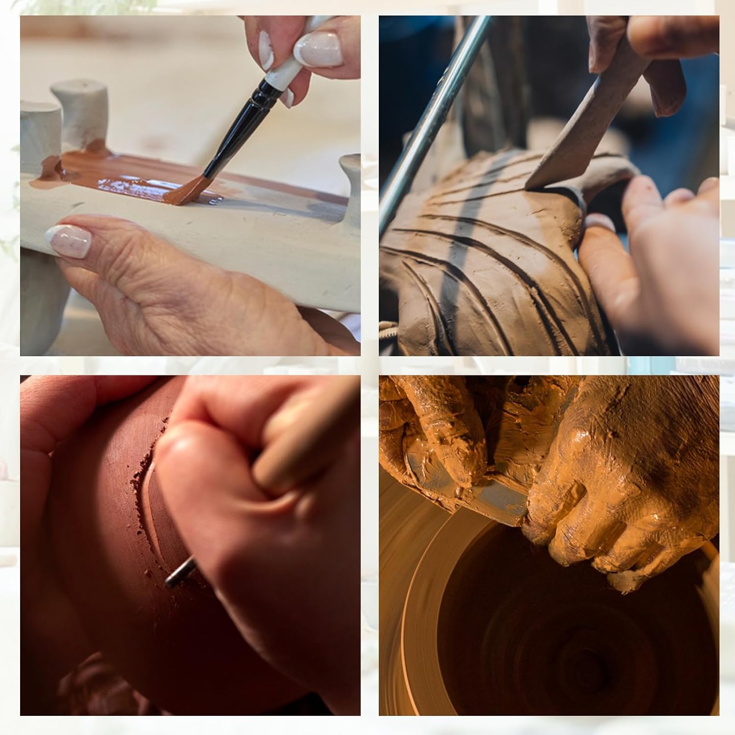 Air Dry Clay Kit 10 LBs + 42 Pcs Pottery Tools - Non-Toxic Organic Clay for Sculpting, Hand Modeling & Throwing, for Art Classes Ceramics Workshops (White)