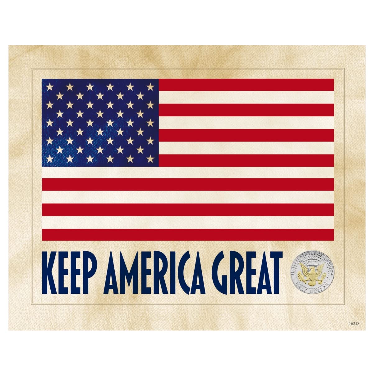 UPM Global 16218 Keep America Great with Genuine JFK Half Dollar Matted Coin