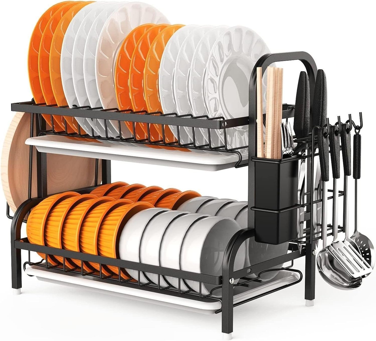 rack dish made stainless steel holds space saving 2 tier design rust proof sturdy kitchen organize essential long lasting with size 20 x 9.2 x 15.2 inches