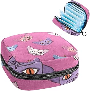 Bolsa de almacenamiento de servilletas sanitarias, bolsa de copa menstrual, bolsa de tampón, organizador de almohadillas de período para mujeres y niñas, gatos de colores con ojo mágico