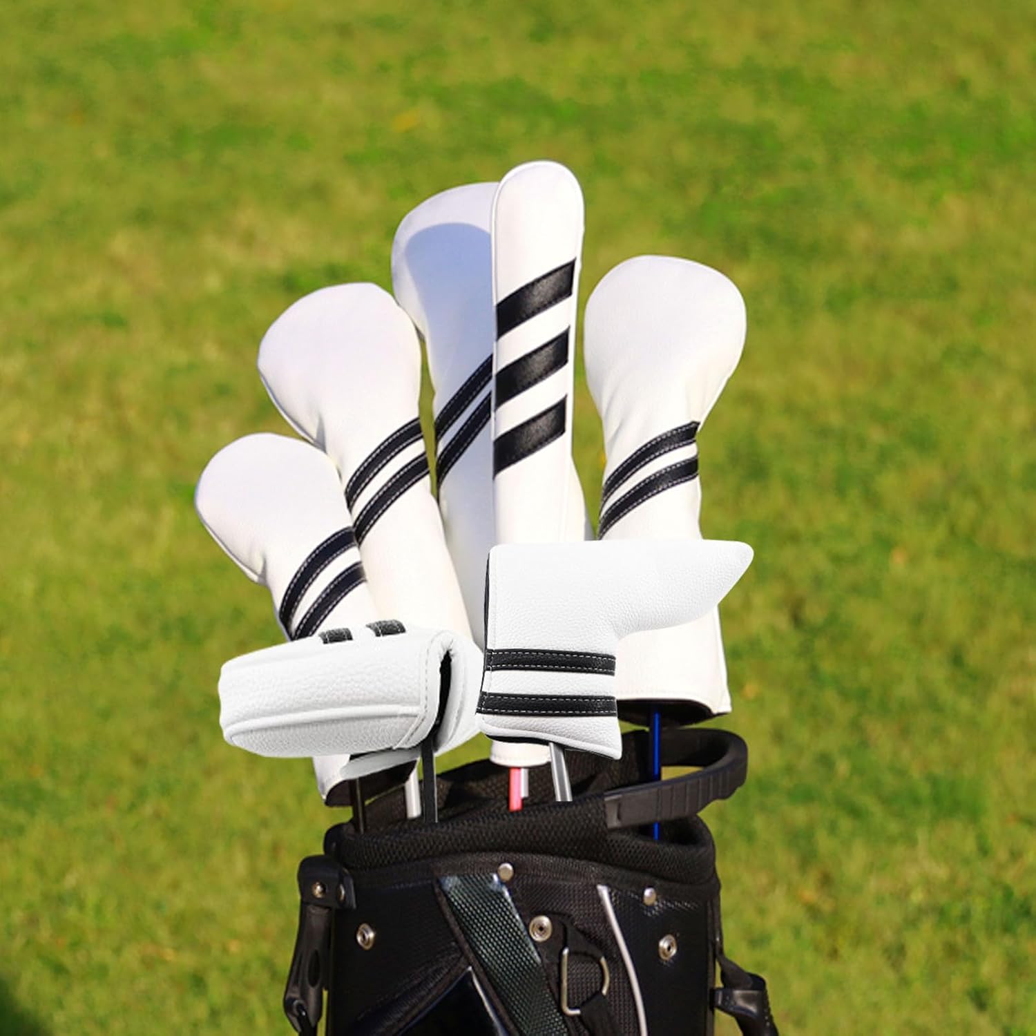 5Pcs Golf Head Covers Set for Driver, Fairway, Hybrid & Blade Putter Cover with Magnetic Closure
