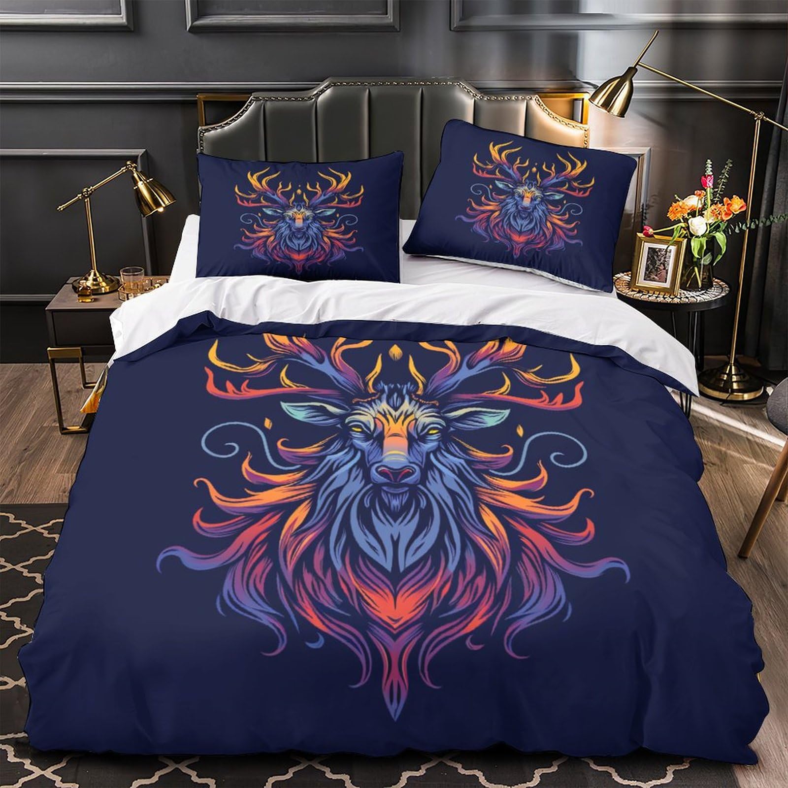 Stampato in 3D Pronipote tibetano Copertina Stampata Microfibra Disegnata Biancheria Da Letto Con Chiusura A Cerniera Set 3 Pezzi,Double（200x200cm）, Per Adolescenti E Adulti