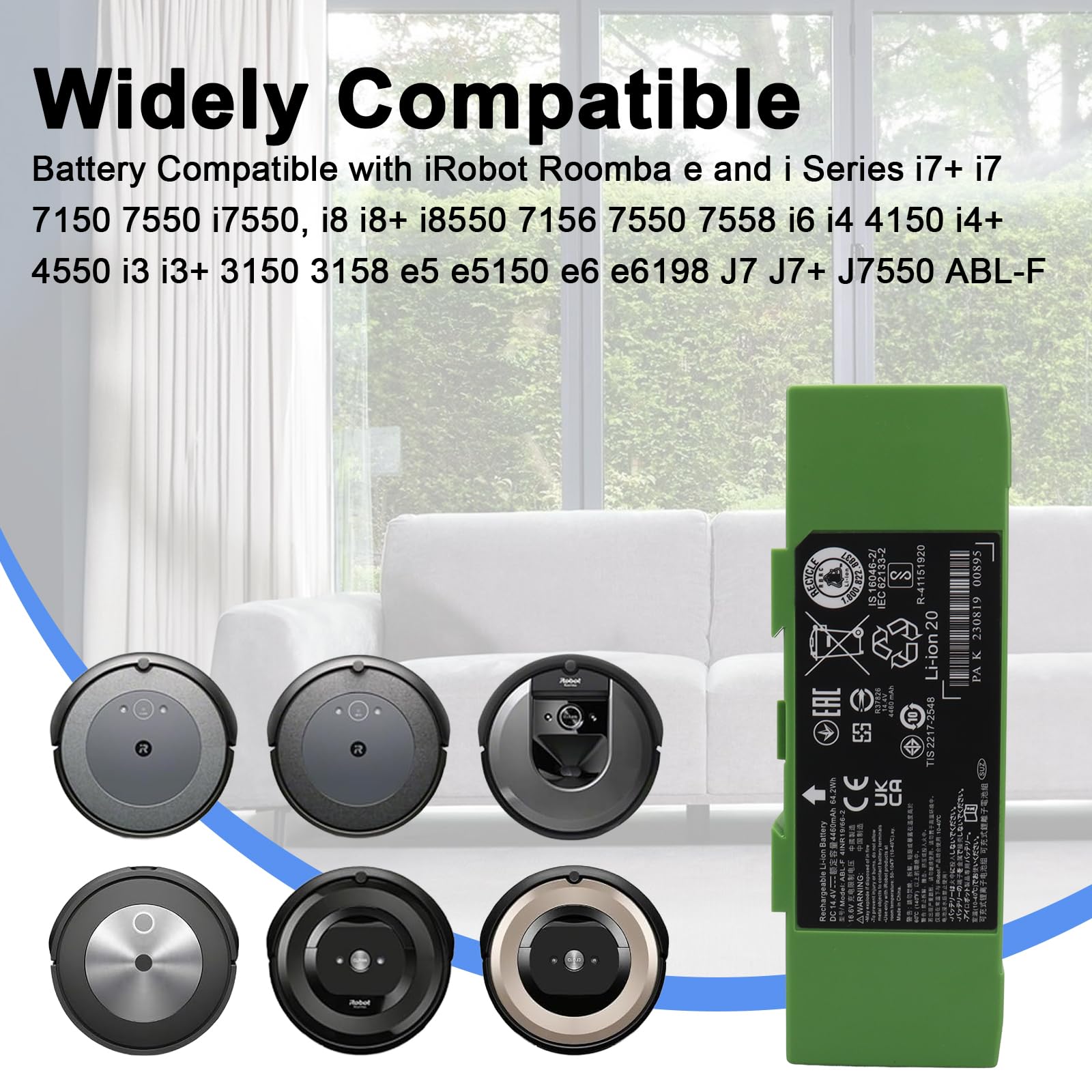 Bateria MXJFYY 14,4 V, 4 460 mAh do iRobot Roomba serii e i i7+, i7, 7150, 7550, i7550, i7550, do i8, i8+, i8550, 7156, 7550, 7558, i6, i4, 4150, i4+ 4550 i3 i3 + 3150 3158 e5 e5150 e6 e6198 J7 J7+