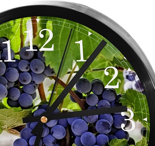 Miniatura 4 de Reloj de pared decorativo, reloj de pared de árbol de uvas frutales, funciona con pilas, reloj de pared para sala de estar, cocina, dormitorio