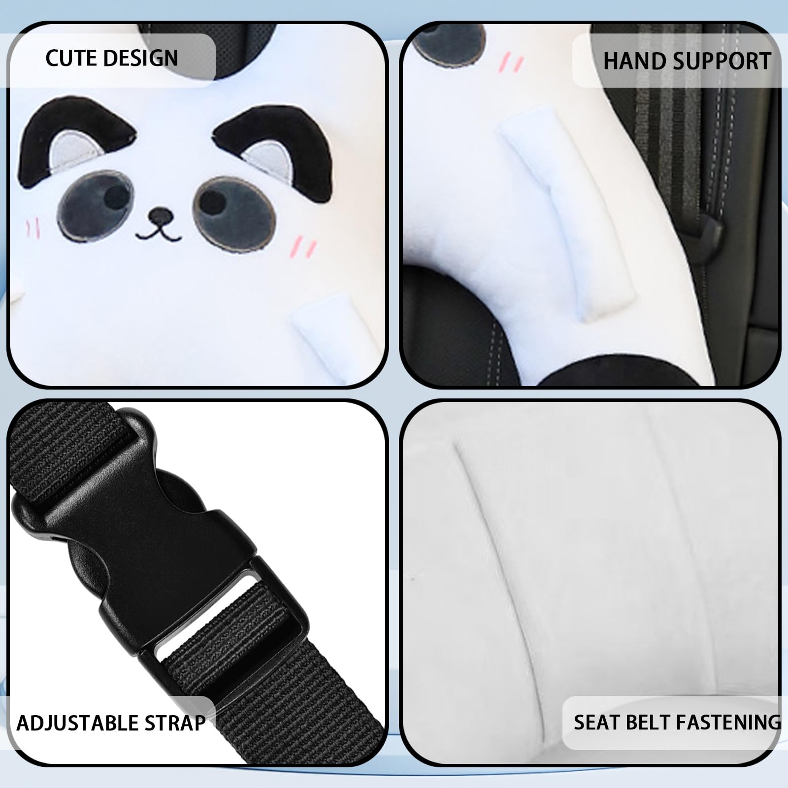 Almohada para dormir en forma de H, para coche, para niños, para dormir, adecuada para viajes, coche, avión, tren, autoconductor, viaje (blanco y negro)
