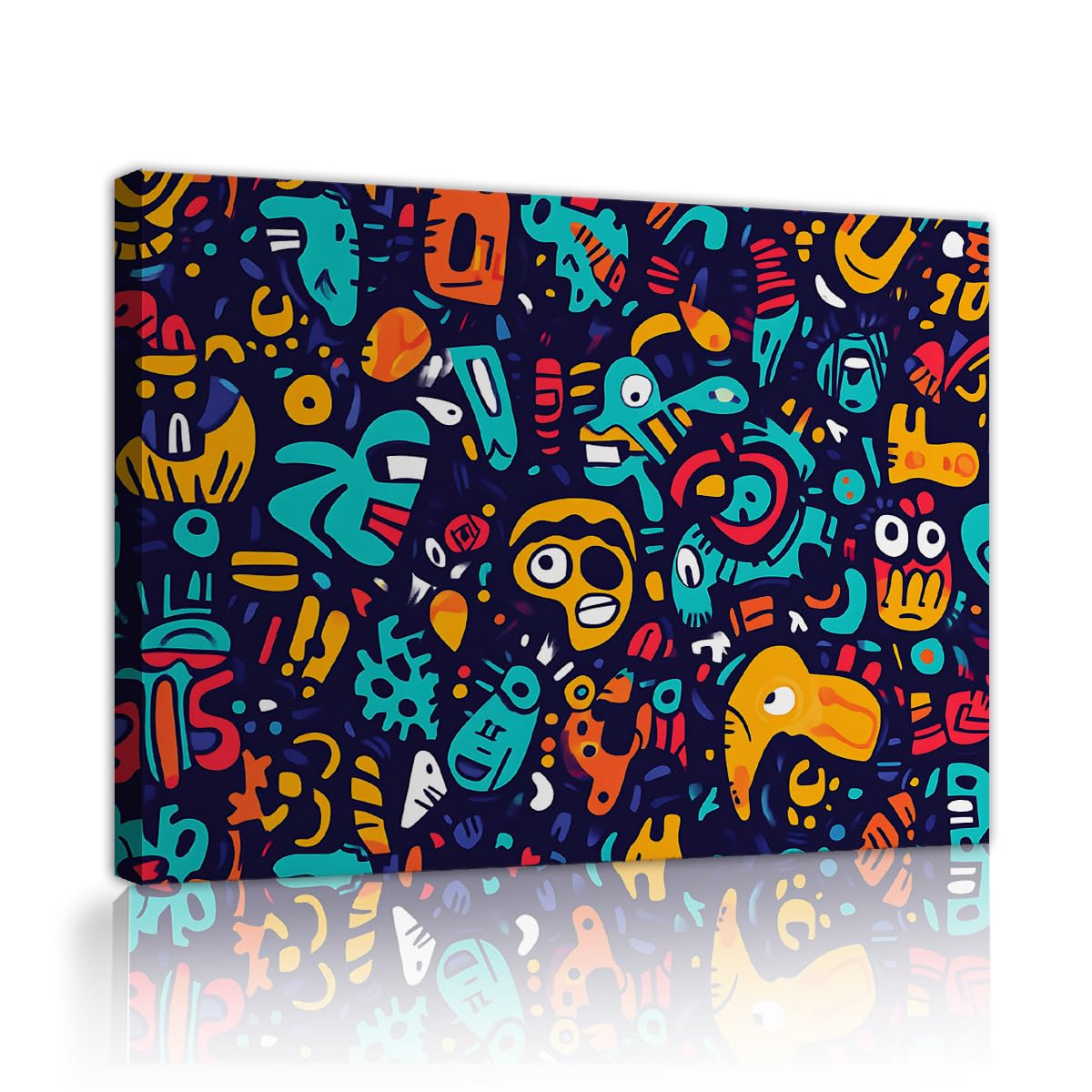 CHERHERART Płótno Wall Art Abstrakcyjne plakaty z potworami Grawerowanie Kreskówka Pop Art Kolorowa urocza kreskówka do sypialni przedszkola 50 x 70 cm obraz wewnętrzny