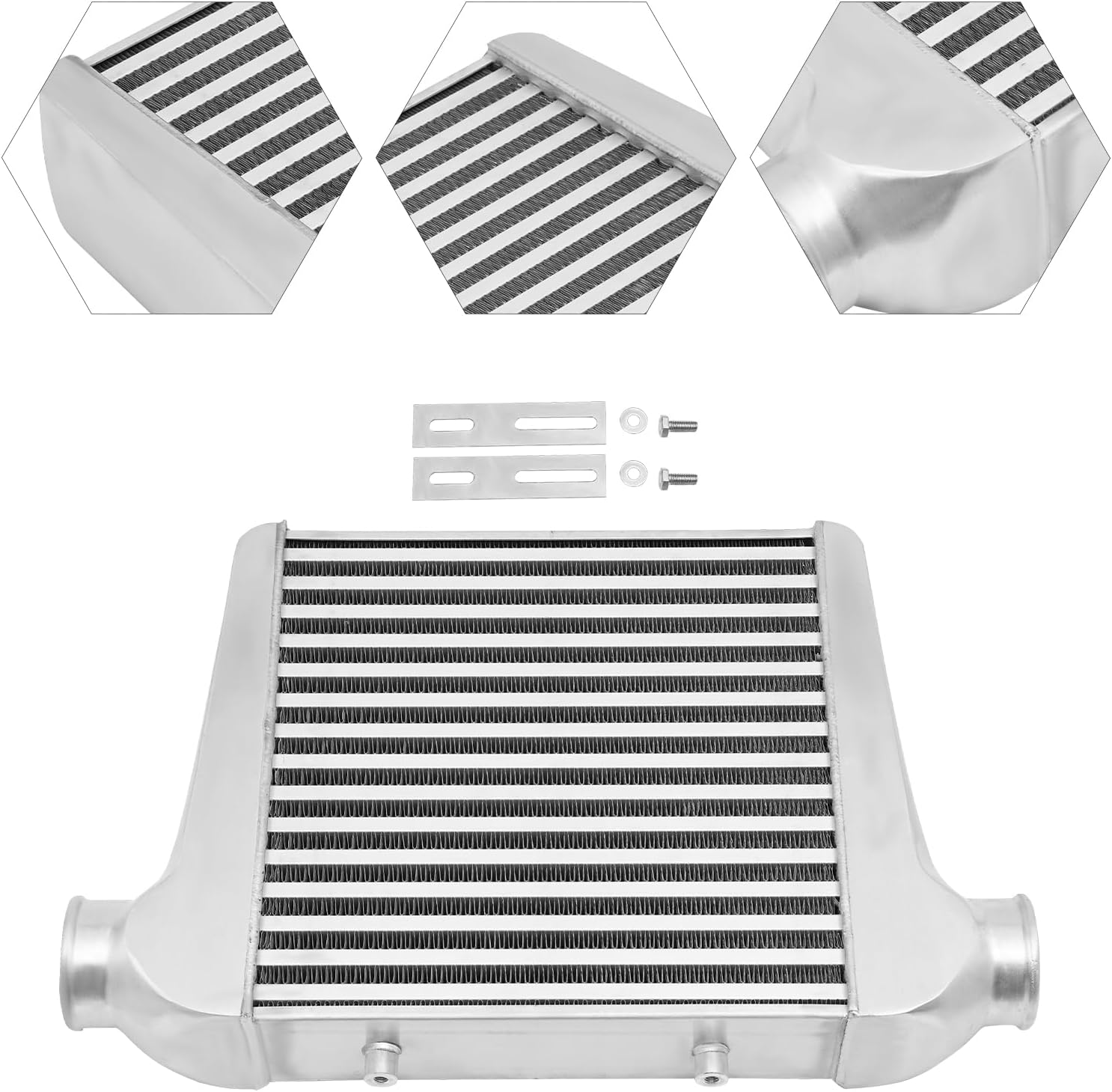 Universal Intercooler,2.5" Inlet & Outlet Universal Aluminum Turbo Front Mount Intercooler 18"x13"x3" for Any Turbo Charger System