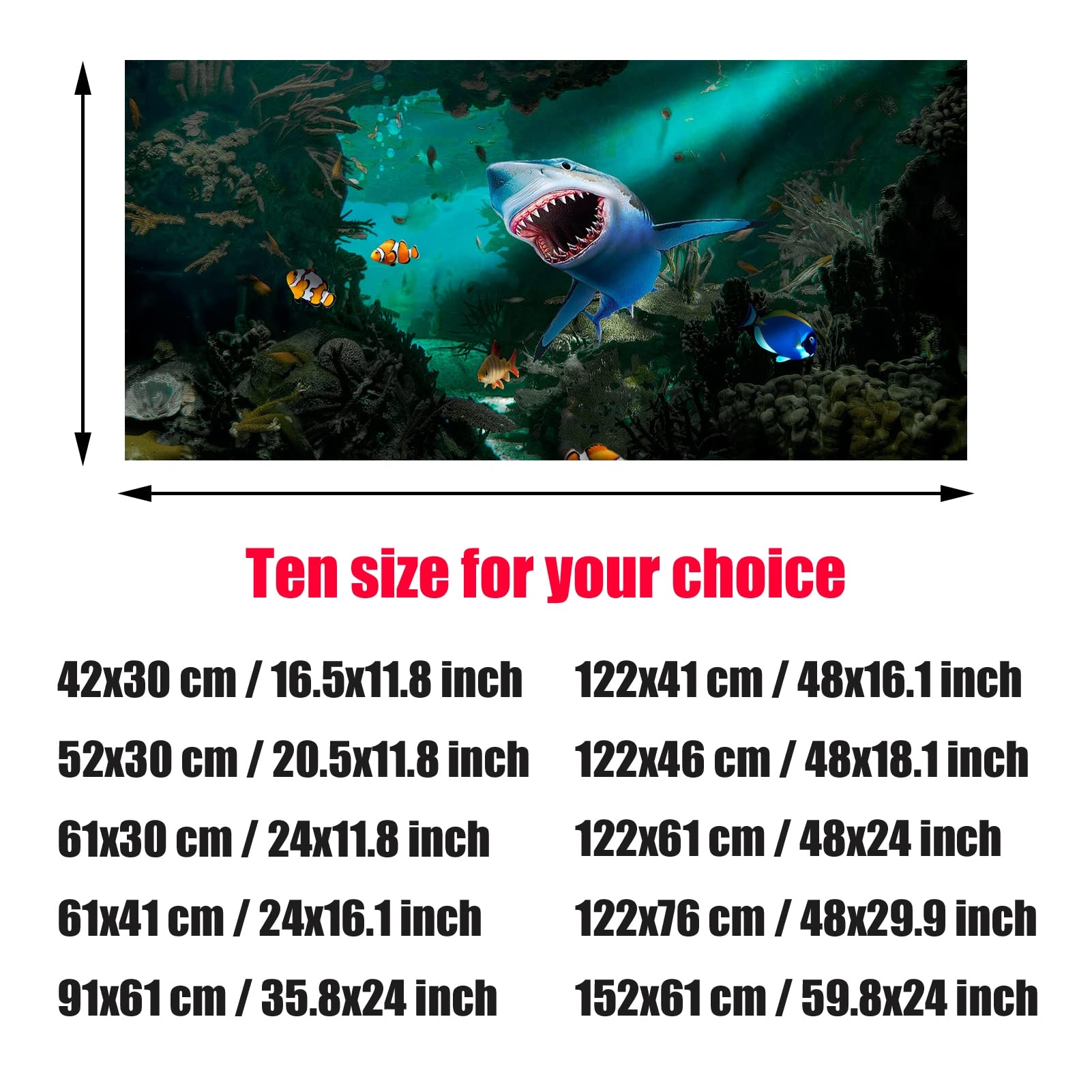 Fond d'aquarium - Images - Effet 3D - Poster adhésif en PVC - Baleines - Décoration en papier - 122 x 76 cm