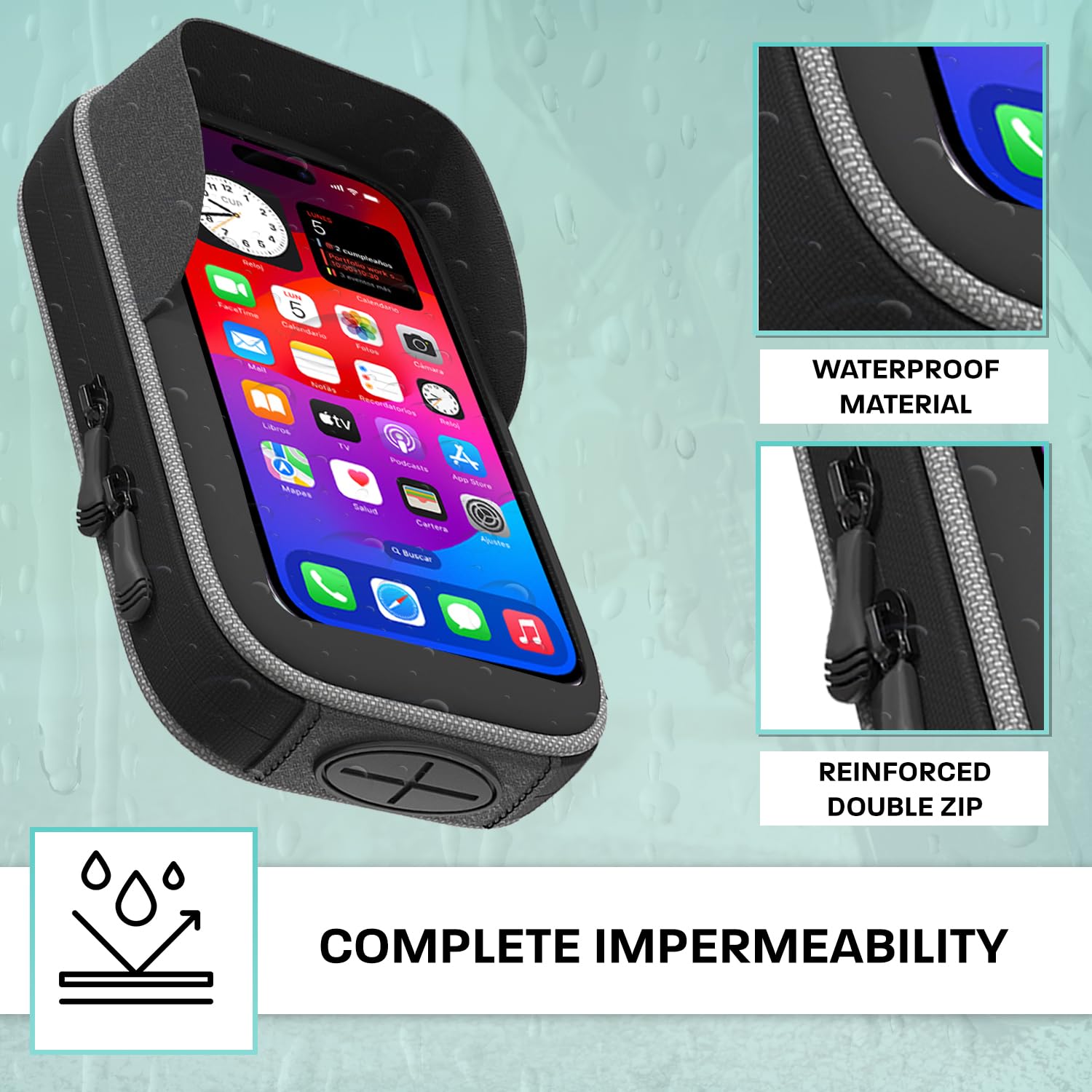 Soporte Para Móvil Universal En Retrovisor De Moto/Scooter | Funda Impermeable IP66 Con Visera Anti-Reflejos, Para Smartphones Hasta 7.5"