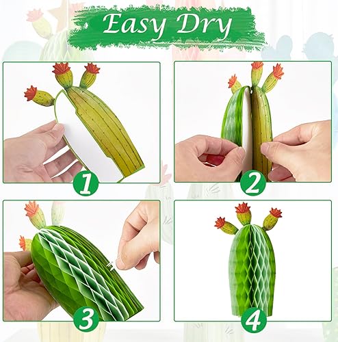 Miniatura 3 de 6 piezas de decoración de mesa de cactus, decoraciones de fiesta de nido de abeja de cactus, decoraciones de fiesta temática mexicana de verano,