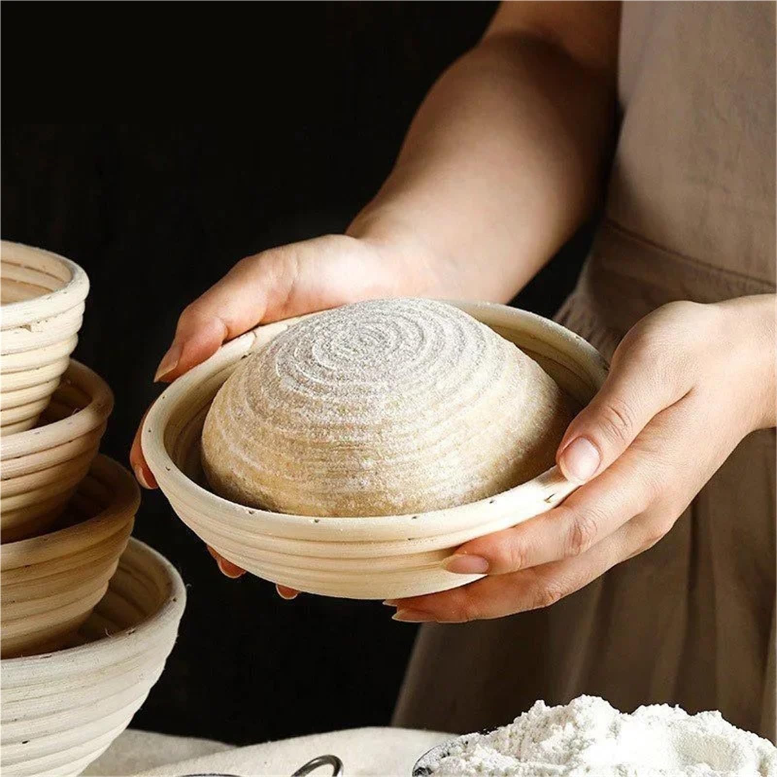 Cesta a prueba de pan mimbre, Natural, fermentación masa, cesta fermentada, herramientas for hornear Para Hornear Pan(Oval-21x15x8cm)