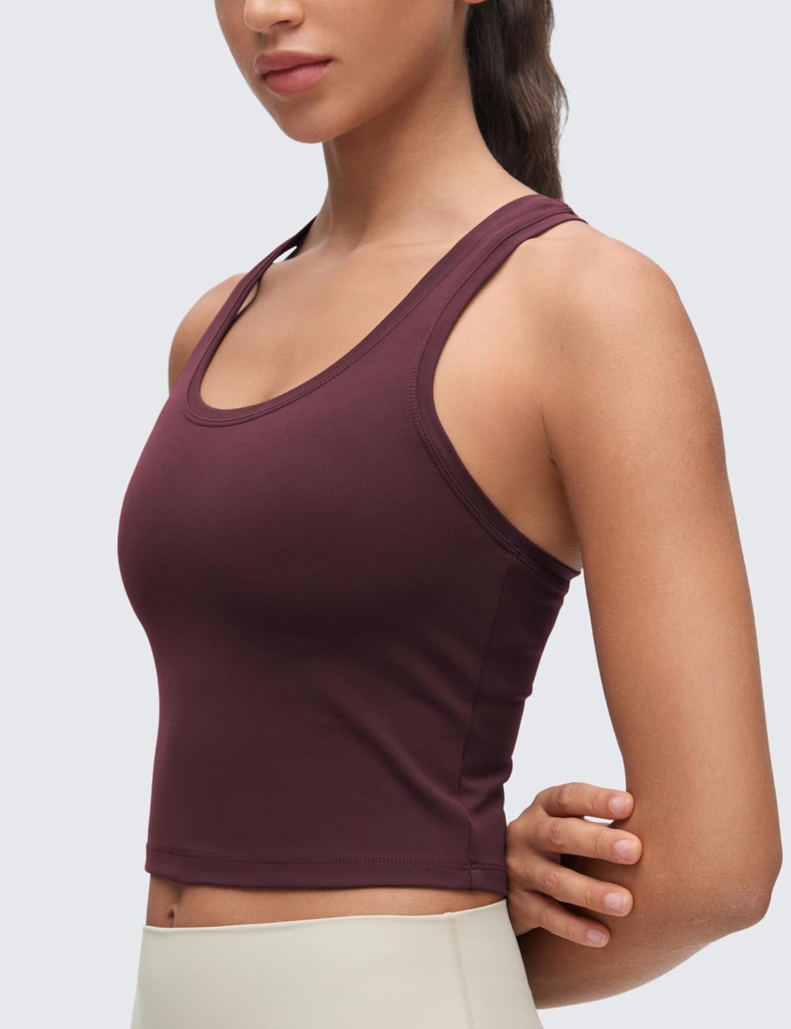 CRZ YOGA Butterluxe Crop Yoga Tank Tops for Women - Workout Athletic Casual Tight Scoop Neck Racerback Sleeveless Shirts