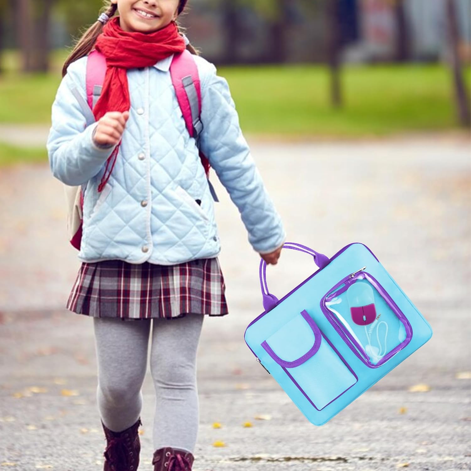 Annmore Carrying Bag for LEXiBOOK Educational and Bilingual Laptop, Blue/Purple