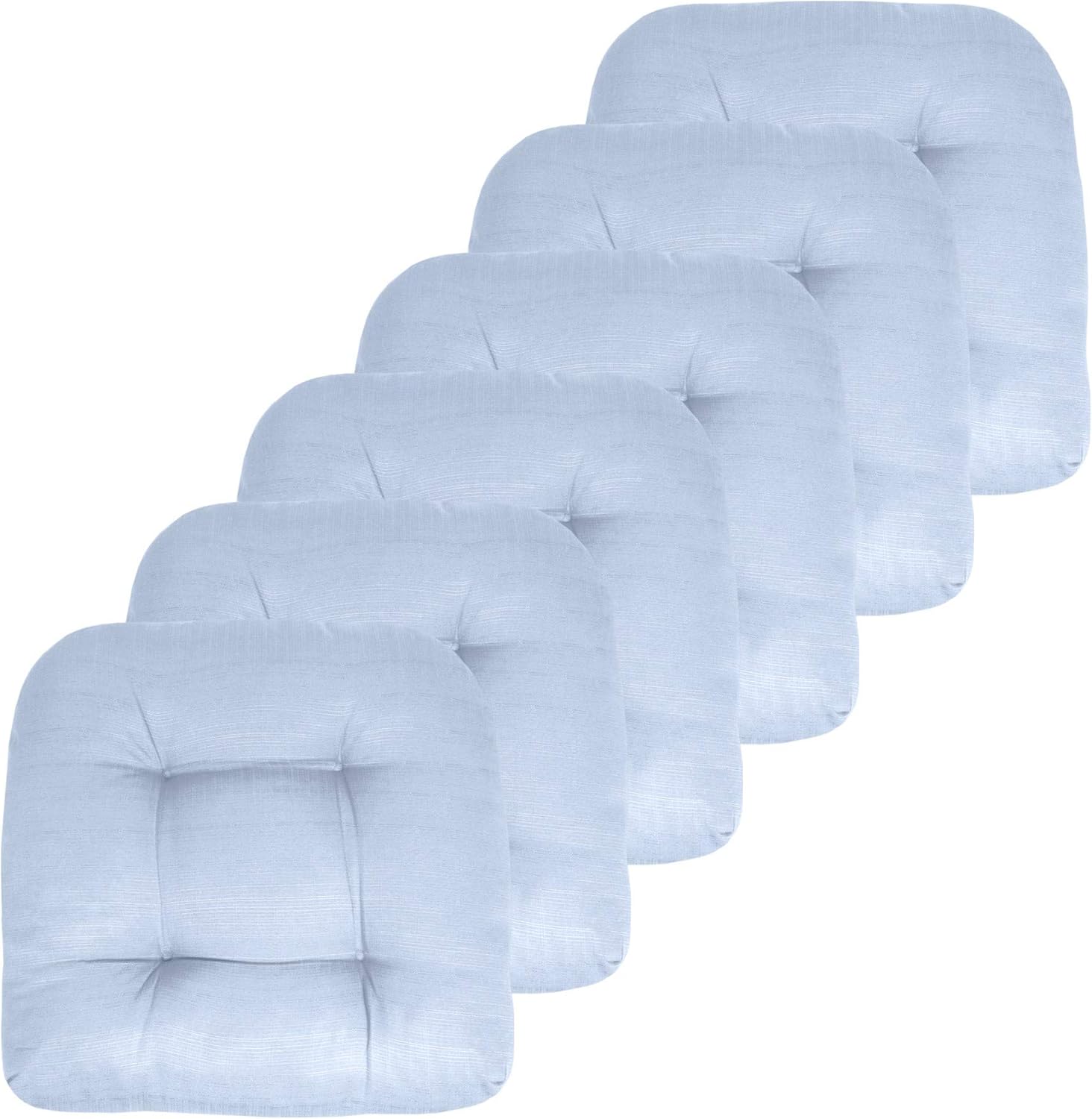 Sweet Home Collection Patio Cushions Outdoor Chair Pads Premium Comfortable Thick Fiber Fill Tufted 19" x 19" Seat Cover, 2 Count (Pack of 1), Havana Silver/White