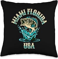Vista 4 de Miami Florida USA Fishing Design Throw Pillow