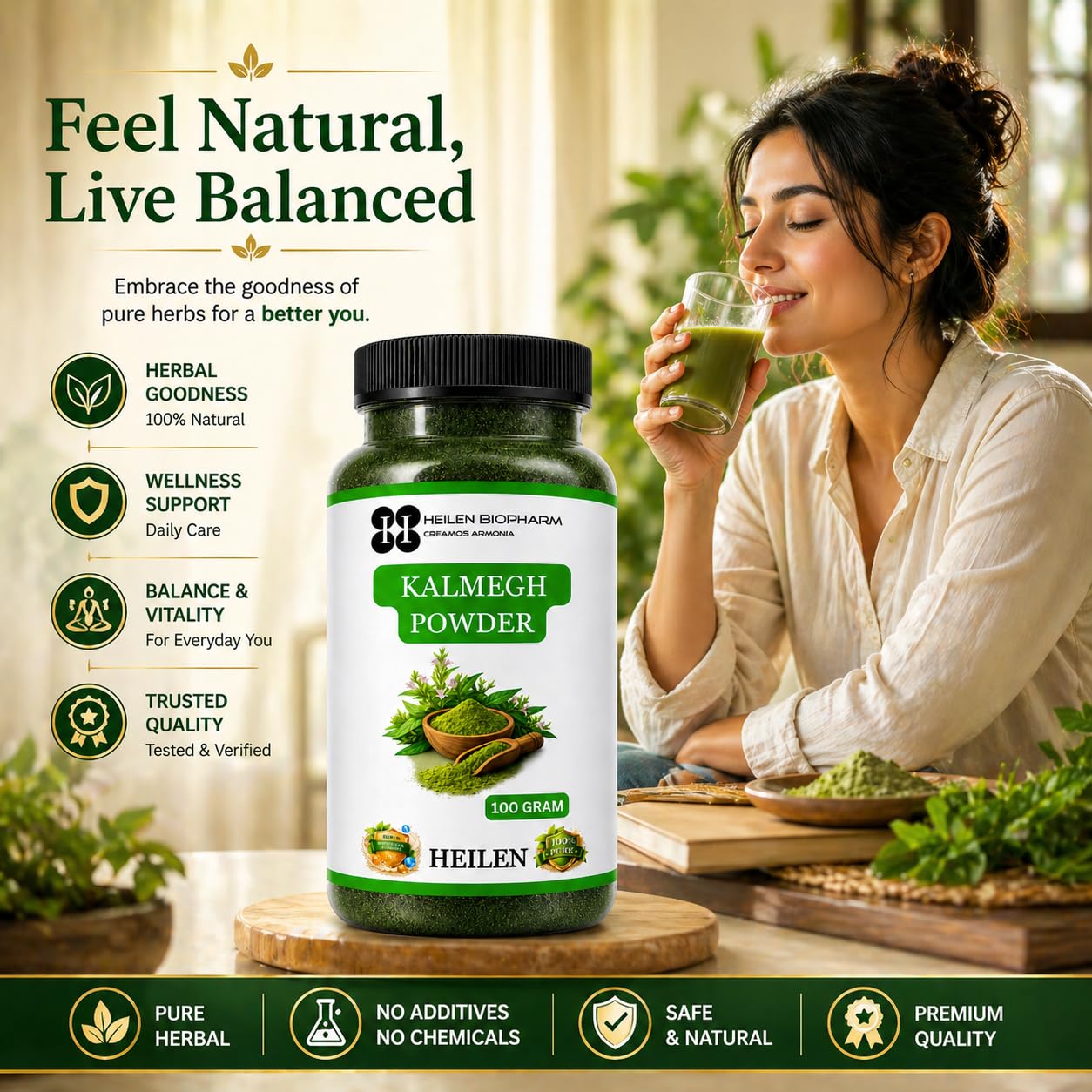 Heilen Biopharm Kalmegh Powder– 100g Pack of 2 | Green Chiretta | Andrographis Paniculata | 100% Pure Ayurvedic Herbal Powder | Health & Immunity Support 4