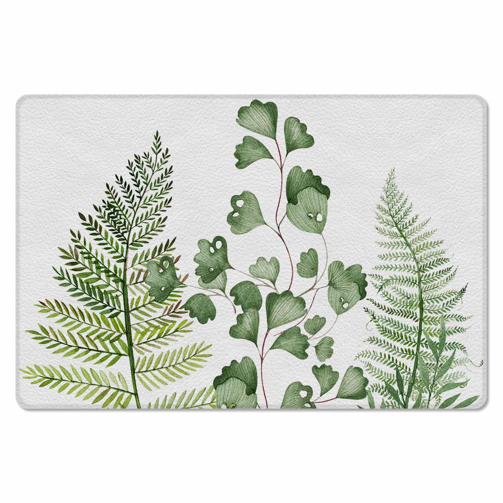 Leaves Herbs Antifatigue Kitchen Bath Door Mat Cushioned Runner Rug,Washable Welcome Floor Sink Mat,Waterproof & Non-Slip Kitchen Standing Doormat,Green Botanical Watercolor Modern Green White 18