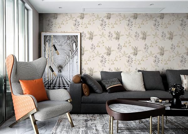 myforHD Papel Pintado Autoadhesivo Hojas Blanco Gris Papel de Pared Papel Adhesivo para Muebles Removible Impermeable Estilo Retro Vinilo PVC Pegatina Decorativos Pared Salon Papel Pared Dormitorio - 5
