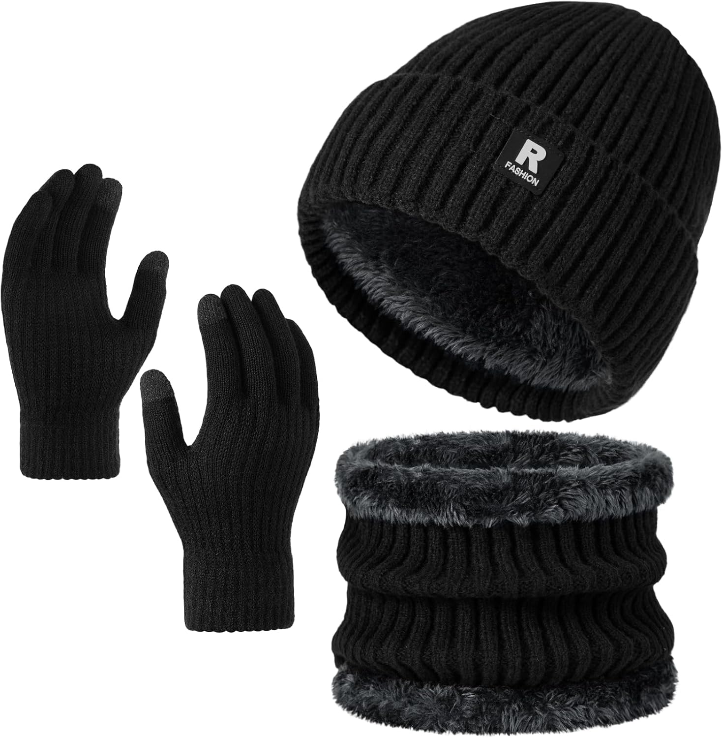 Winter Beanie Hat Scarf Gloves Set for Men Women, Slouchy Winter Clothes Mens Hats Neck Warmer Touchscreen Gloves Winter Beanie Hat Scarf Gloves Set for Men Women, Slouchy Winter Clothes Mens Hats Neck Warmer Touchscreen Gloves