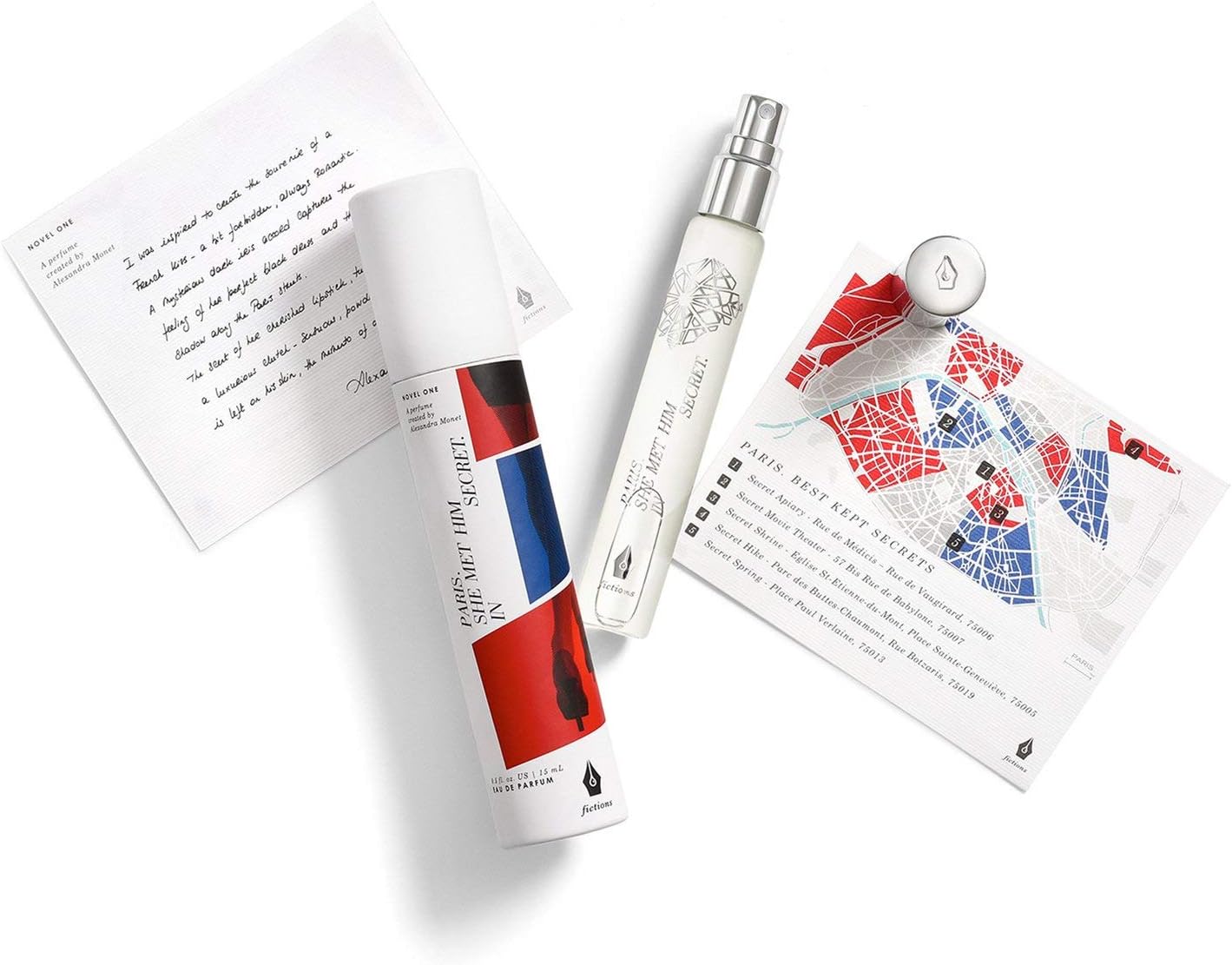 Fictions Mini Perfume Spray - Paris. She Met Him In Secret - By Alexandra Monet - Intoxicating Eau de Parfum - Violet Leaf, Dark Iris Accord, Sueded Leather - Travel Sized Purse Spray - 0.5 oz