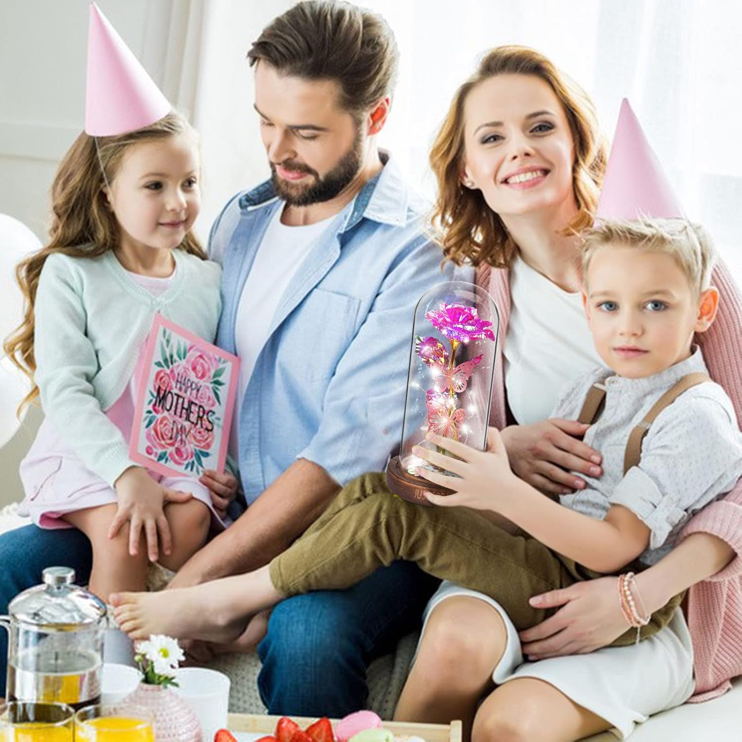 WOKEISE Valentines Day Gifts for Her, Light Up Rose Butterfly in Glass Dome, Birthday Anniversary Flowers Lighted Roses Gifts for Women,Wife,Mom, Grandma,Girlfriend,Girls,Sister-Pink - Image 6