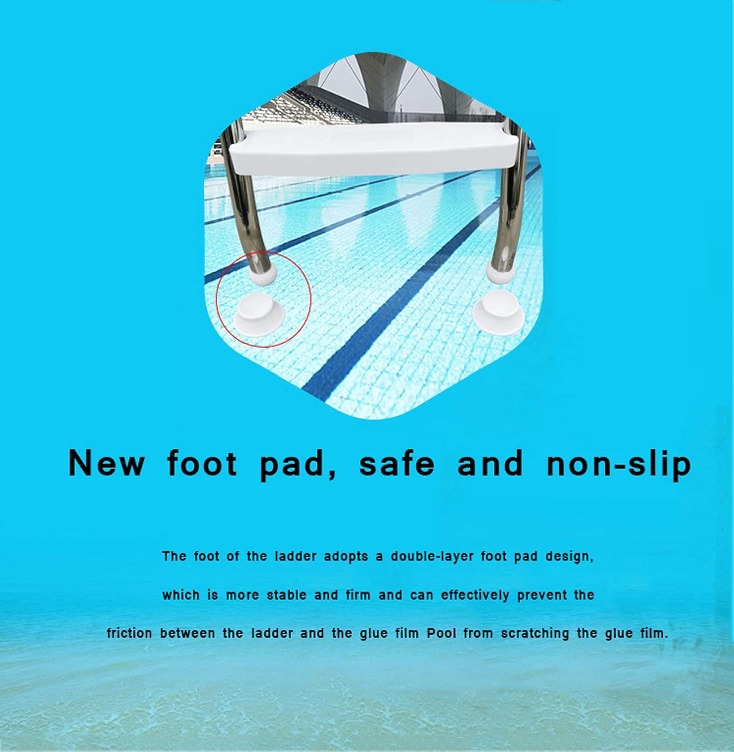 Portable Swimming Pool Ladder Premium 304 Stainless Steel Ladder Double Sided Ladder Durable 2 Steps Pool Ladder, Pedal Not Hot Feet