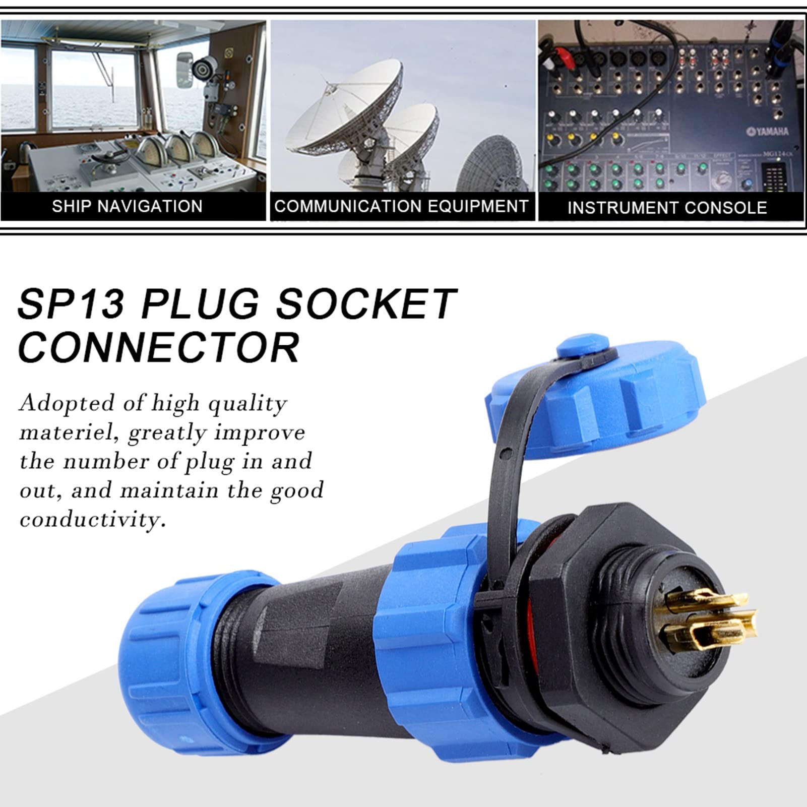 Ip67 Sp13 Waterproof Weipu Sp13 Plastic Plug Socket Connector (3pin) - Image 4