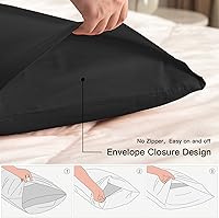 Vista 3 de Deep Dream - Juego de 2 fundas de almohada estándar 100% algodón de 600 hilos, 20 x 26 pulgadas, cierre de sobre súper suave y transpirable (negro)