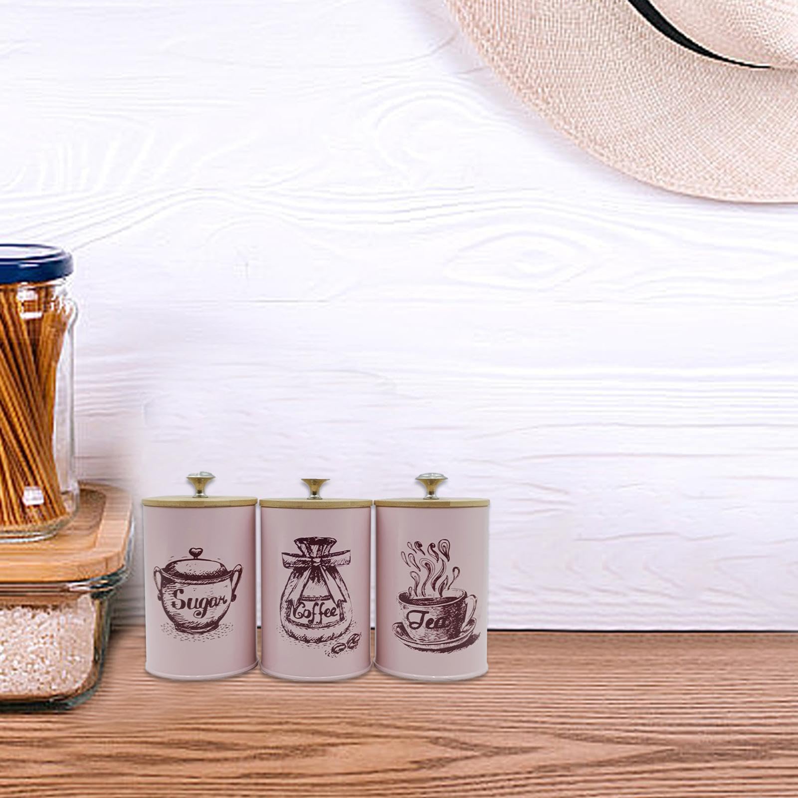 Amazon｜Jiswhisker キッチン用キャニスター3個セット コーヒー 紅茶