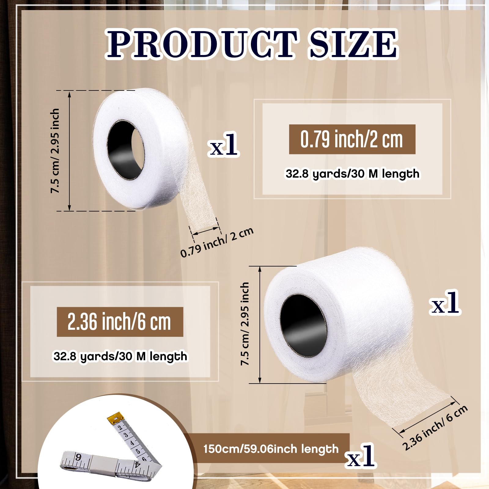 2 Rollos De Cinta Para Dobladillo Sin Costura 1 Pulgada - Adhesiva Térmica, Para Ropa Y Cortinas