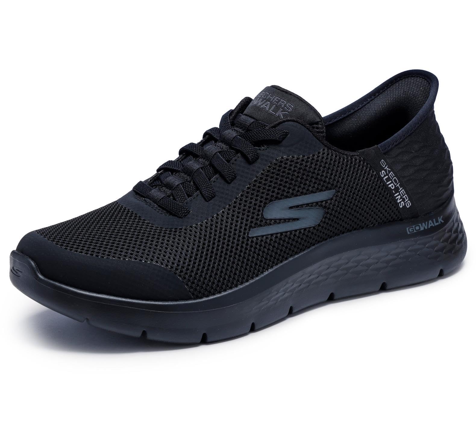 Skechers Herren Free Slip-ins: Go Walk Flex Hands Up Sneaker, Schwarz/Schwarz, 50.5 EU Weit