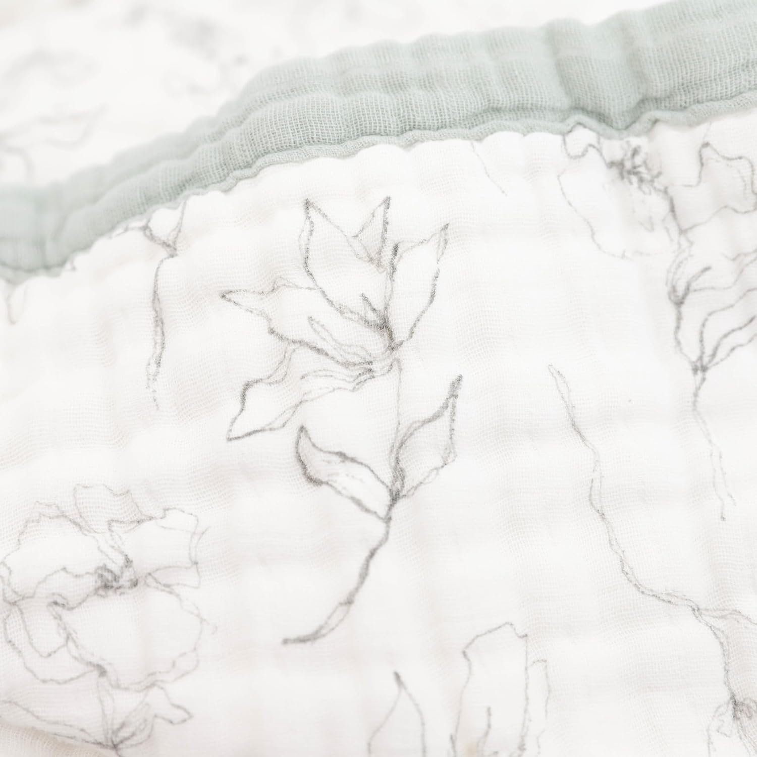 Little Unicorn 100% Certified Organic Muslin Quilted Throw (Pencil Floral) image 3
