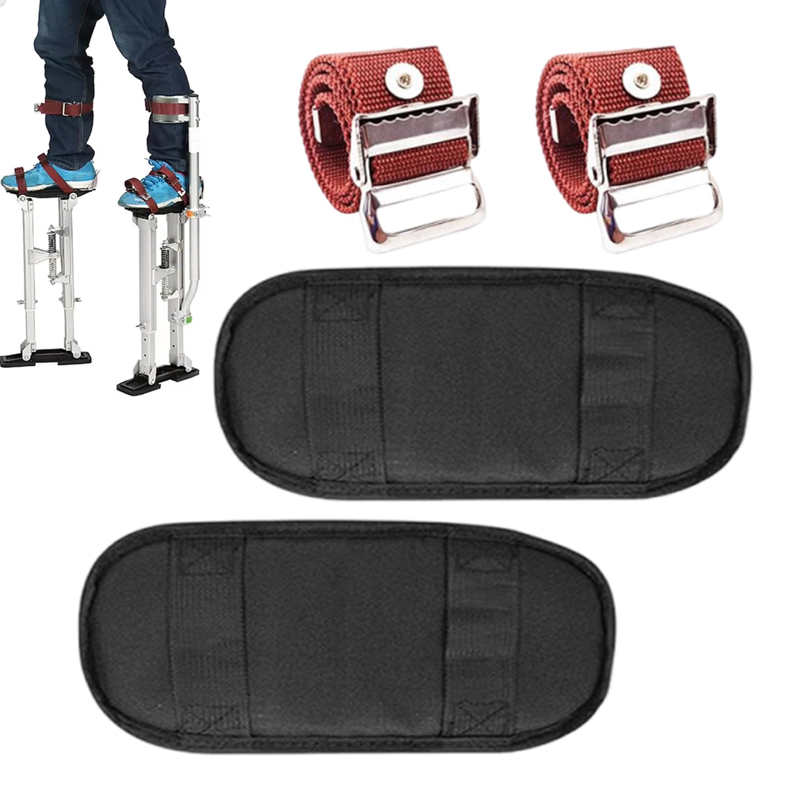 Almohadillas Repuestos Zancos | Arneses Protectores Para Piernas De Zancos De Yesero,Equipo De Seguridad Ajustable De Nylon Para Construcción, Pintura, Decoración Del Hogar Y Enyesado