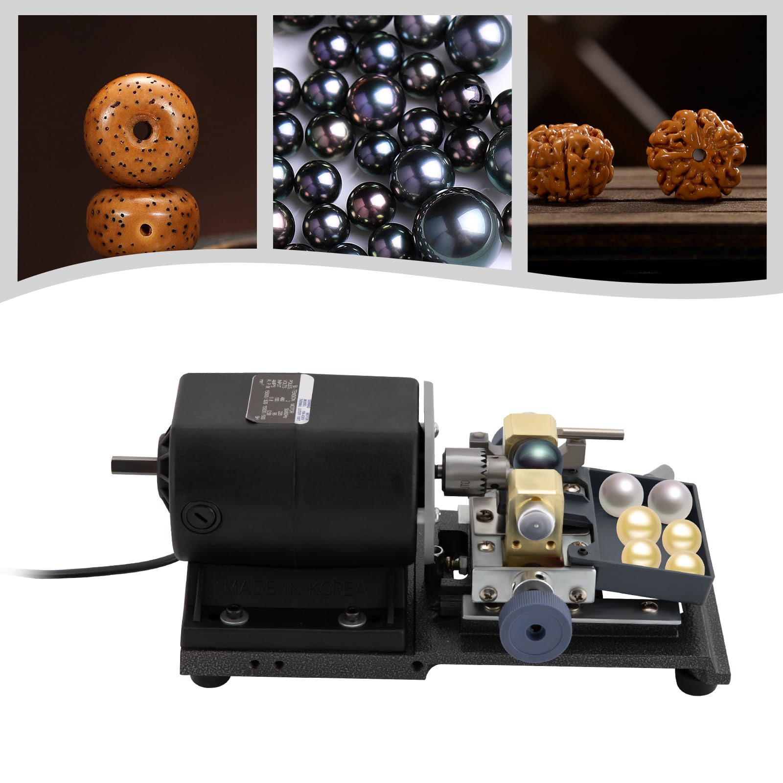 480W Machine de forage de perles, 220V DIY Perceuse à bijoux Pearl, Perceuse pour bijoux en continu, 500-15000RPM Vitesse réglable, pour chaussures/vêtements perles