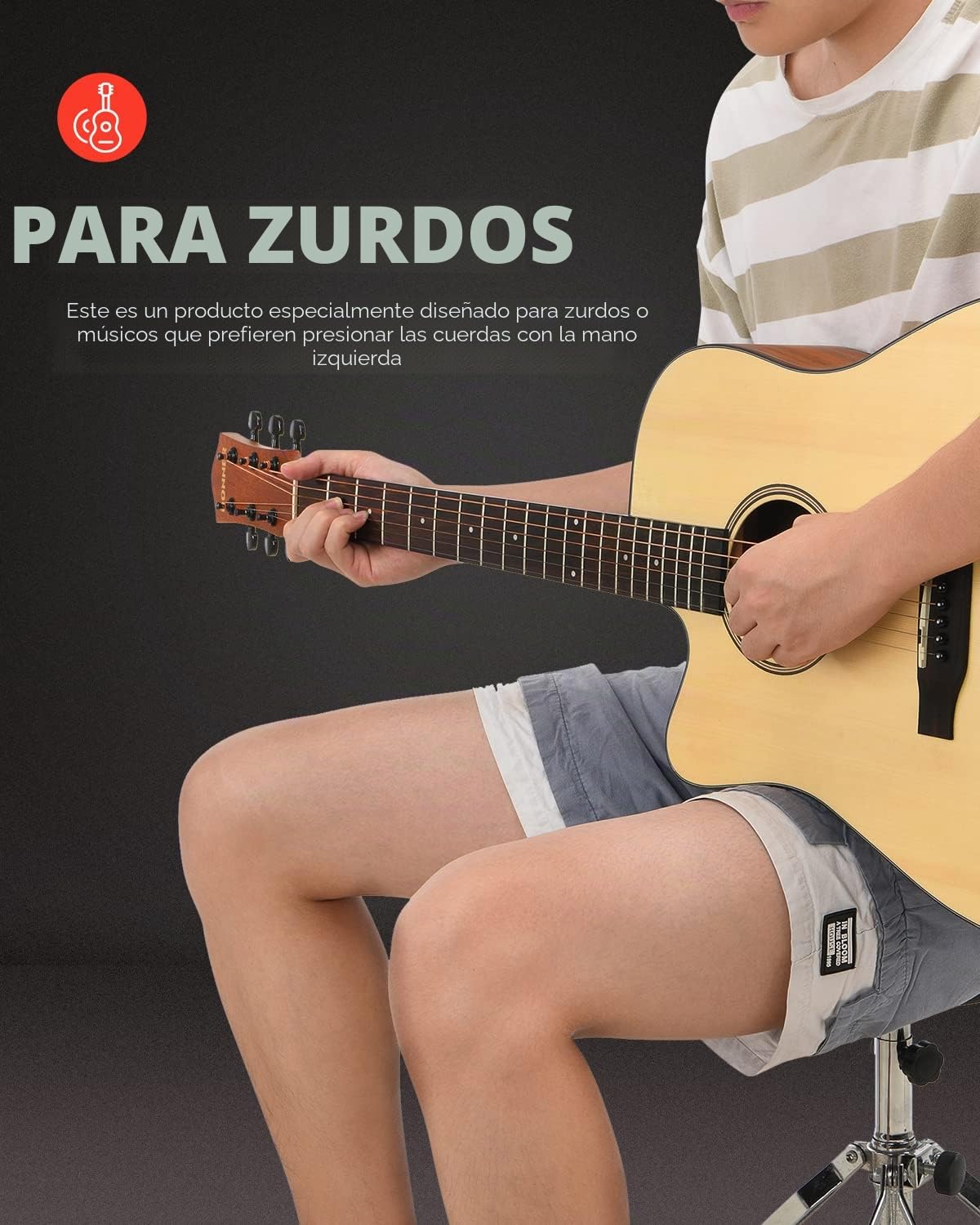 Kit de guitarra acústica Donner para zurdos principiantes adultos, tamaño completo 41 pulgadas cutaway, set con funda, correa, afinador, cejilla, golpeador y cuerdas, modelo DAG-1CL