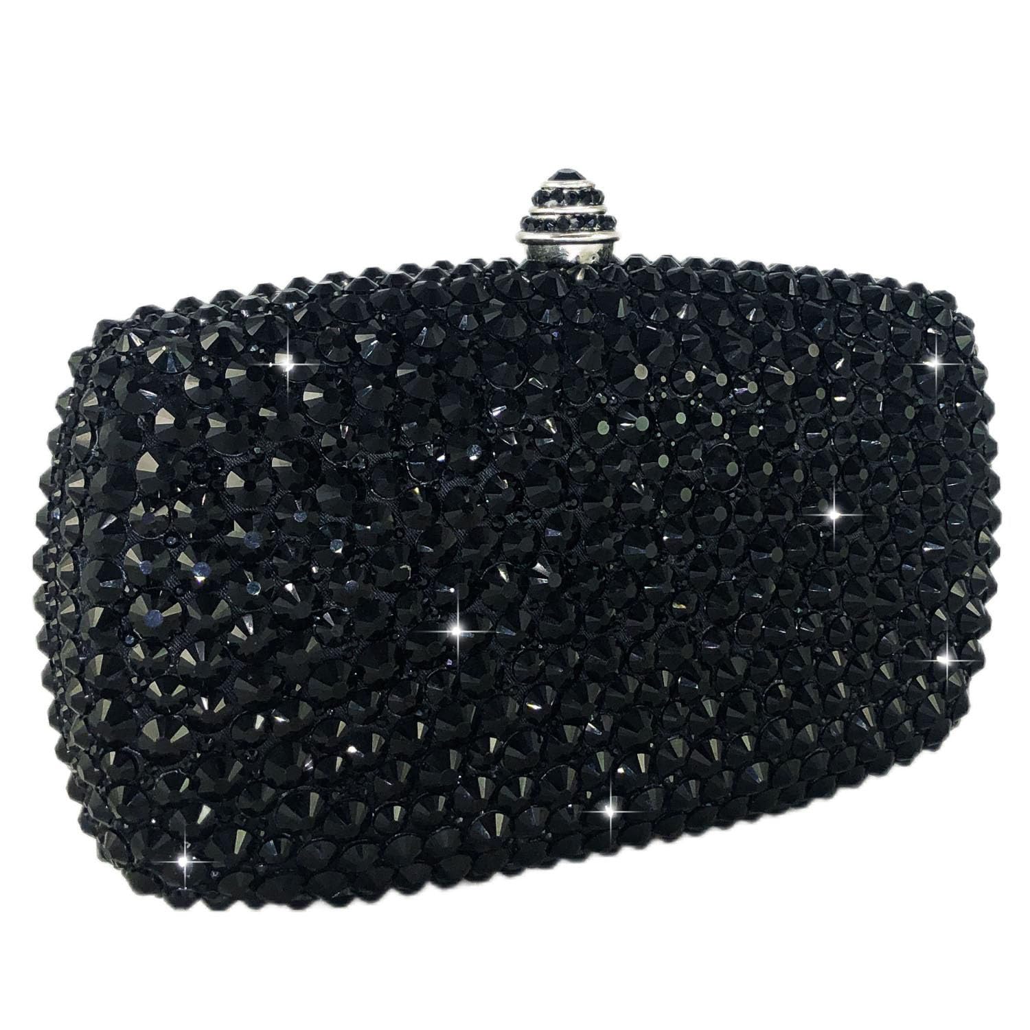 Boutique De FGG Mini Crystal Clutch Purse for Women Formal, Spikes Rhinestone Clutch Evening Bag, Wedding Party Handbag