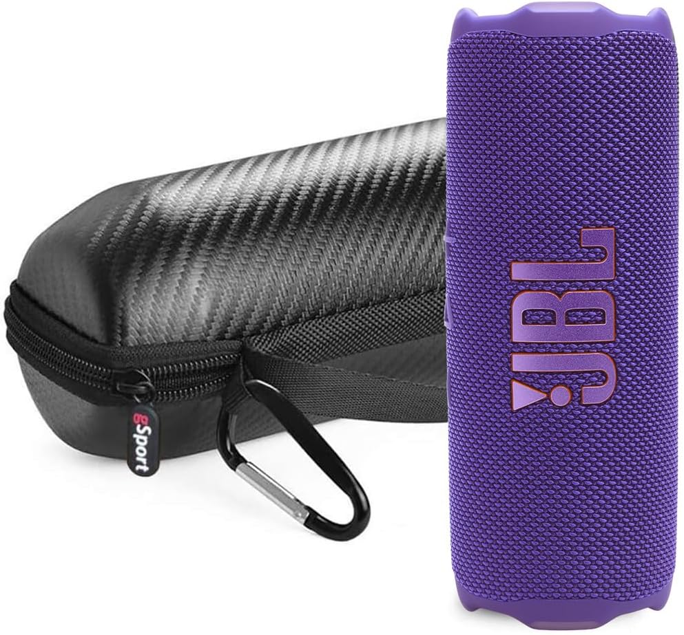 JBL FLIP 7 Waterproof Portable Speaker Bundle with gSport Carbon Fiber Case (Purple)