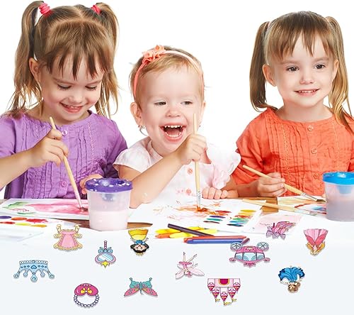 Miniatura 6 de Jenaai Juego de 72 piezas de atrapasoles de ventana para niños, para pintar ventanas con 24 ventosas, regalo de manualidades (estilo princesa)