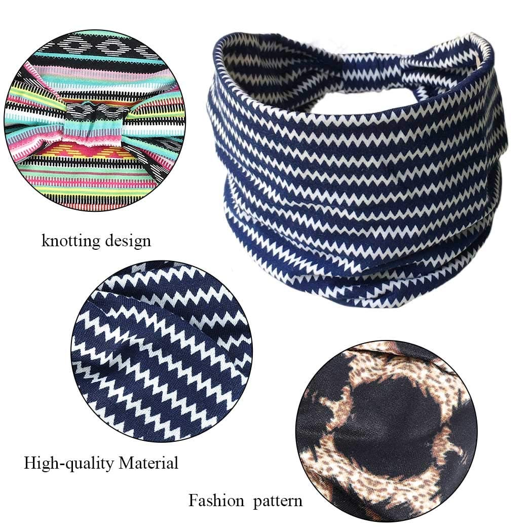 GORTIN Boho Headbands Leopard Hair Bands Knoted Turban Stretch Twist Head Wraps Stripe Cloth for Women and Girls 3 Pcs (Boho) : Beauty & Personal Care