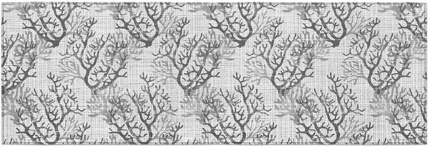 Teamery Kitchen Mats for Floor Grey Ombre Coral Abstract Washable Non Slip Kitchen Rugs 1PCS, Summer Ocean Corals Absorbent Standing Mats for Sink Bathroom Office Living Room 23.6x70.9in