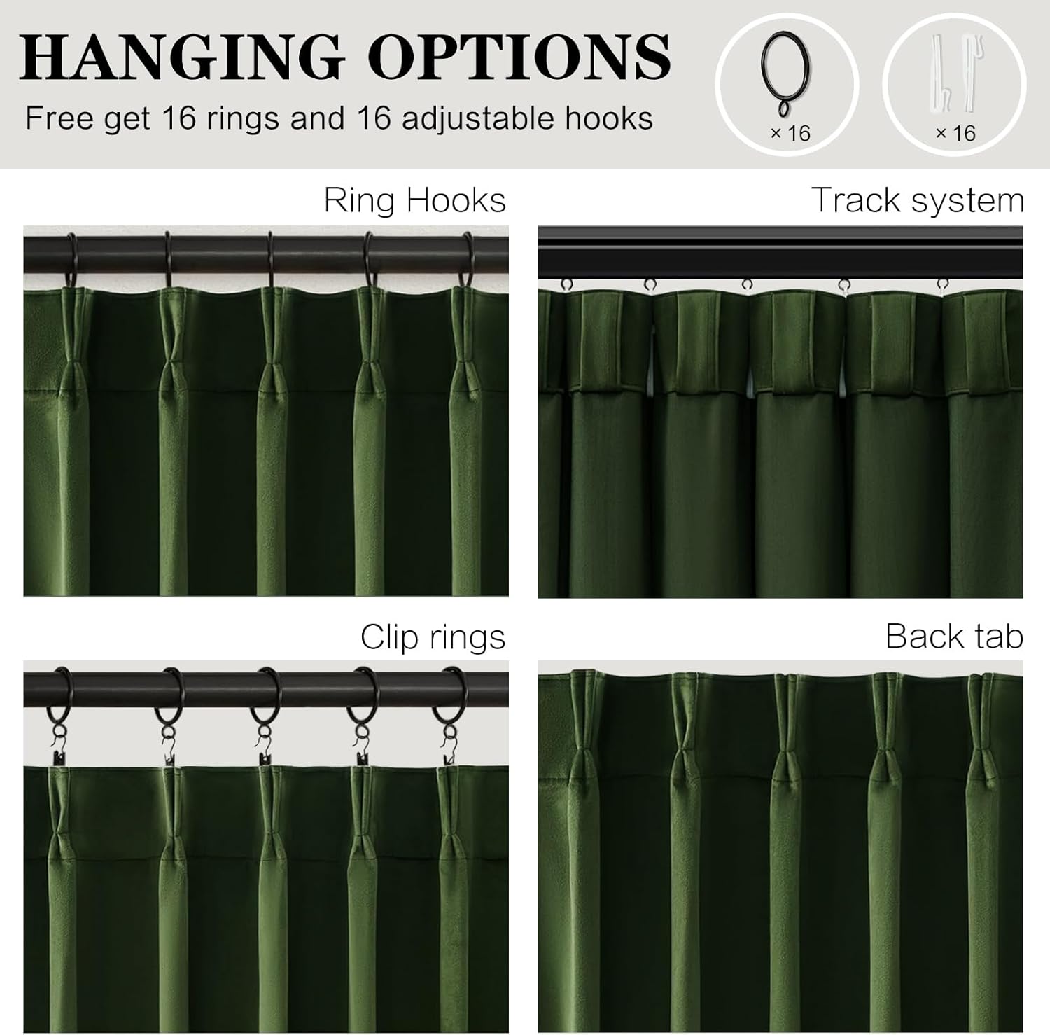 Olive Green Pinch Pleated Velvet Blackout Curtains 84 inches Long 2 Panels Set,Forest Green Luxury Elegant Drapes for Bedroom Living Room,Thermal Insulated Back Tab Window Panels,W40 x L84,Home Decor