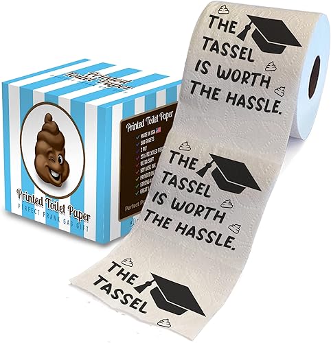 Printed TP The Tassel is Worth The Hassle - Papel higiénico impreso con texto en inglés "The Tassel is Worth The Hassle", divertido rollo de papel
