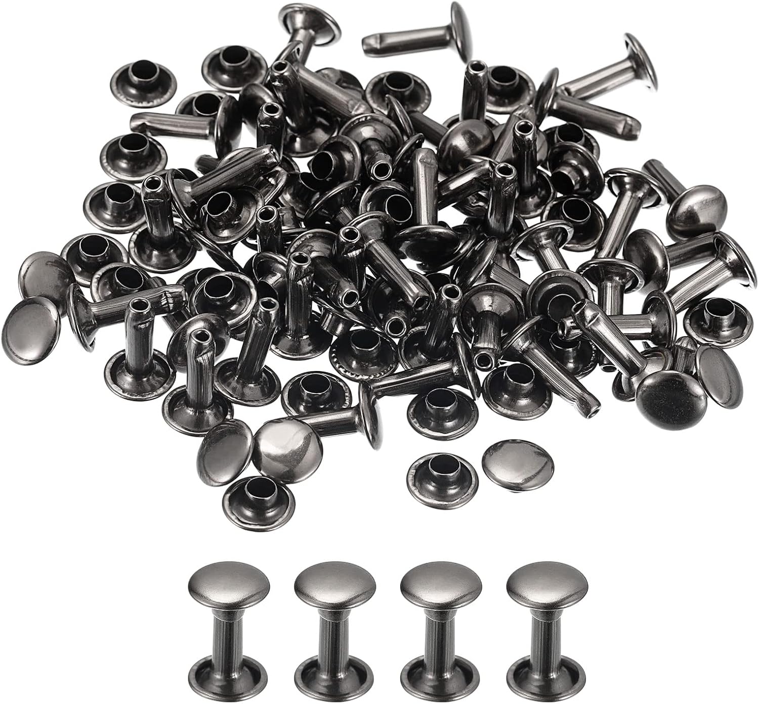 uxcell 100 Sets Leather Rivets, 8mm Double Cap Rivets 12mm