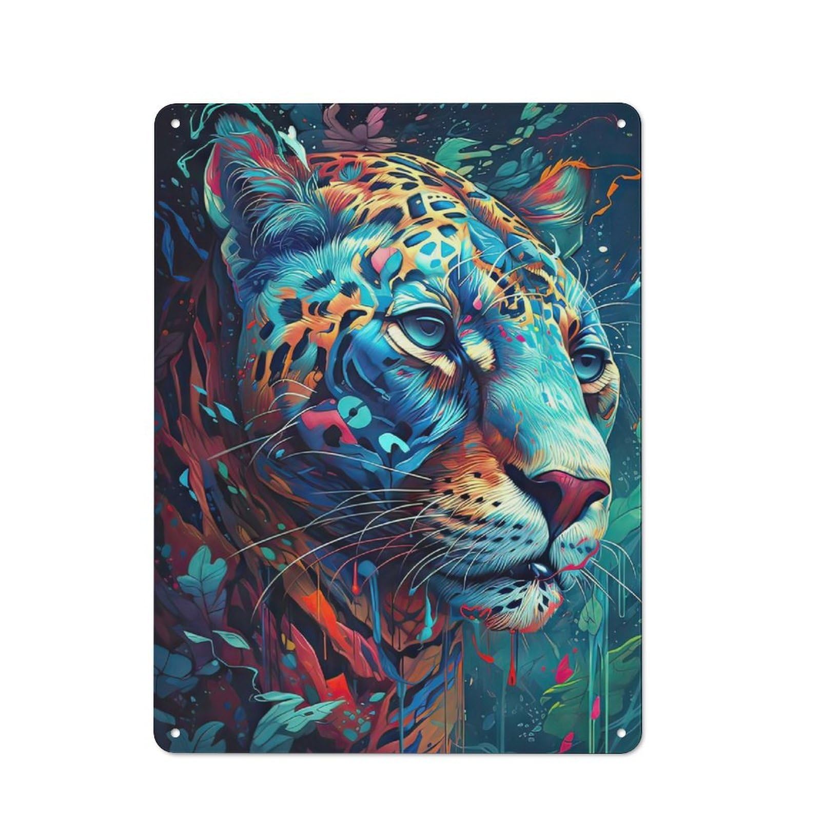 Junmoney The Attentive Jaguar Tin Sign 40X30cm With For Workshop Wall, Rustic Decor, Suited To Workshop Decor Fans