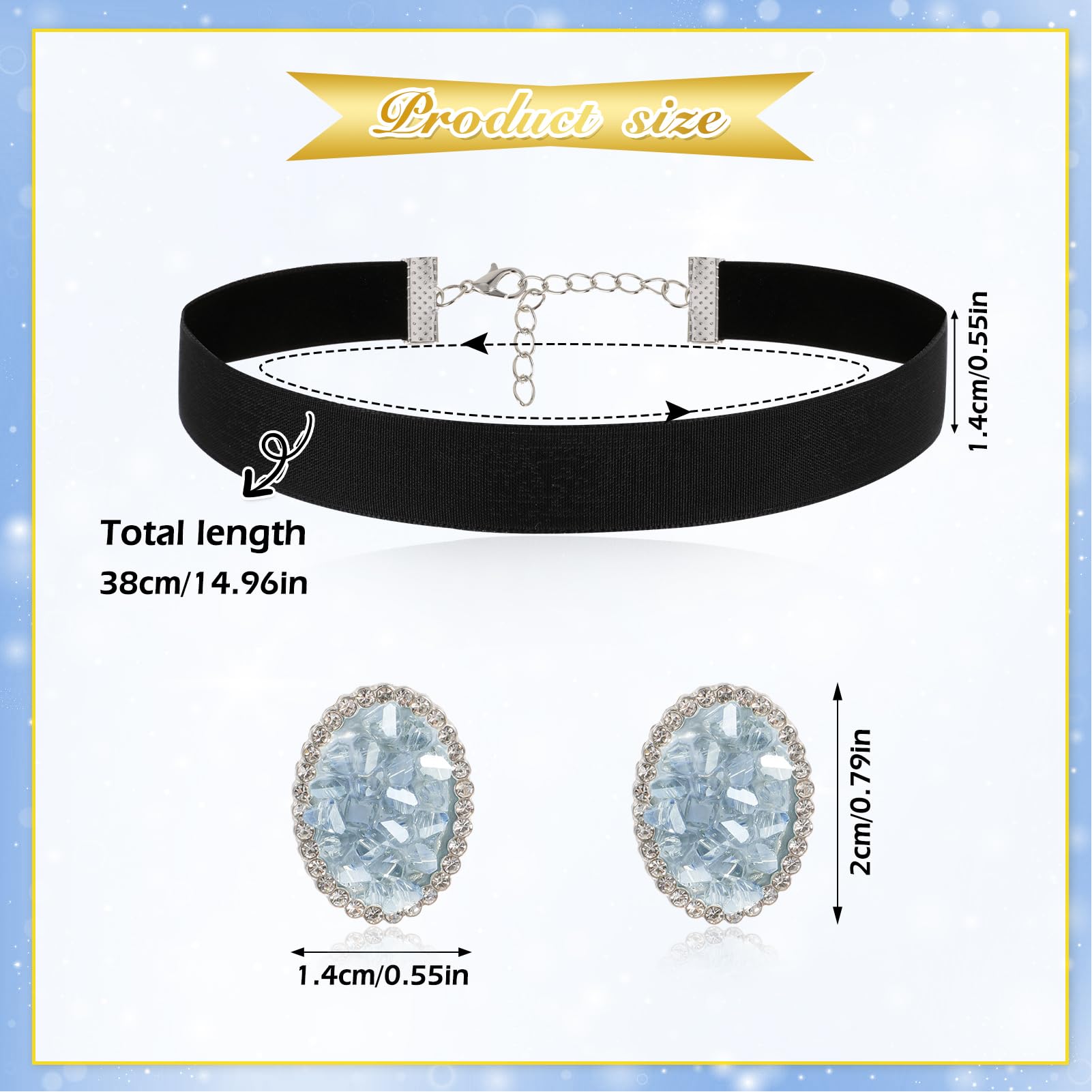 HOWAF Princess Costumes for Girls Women Princess Tiara Headband, Blue Long Gloves - Image 2