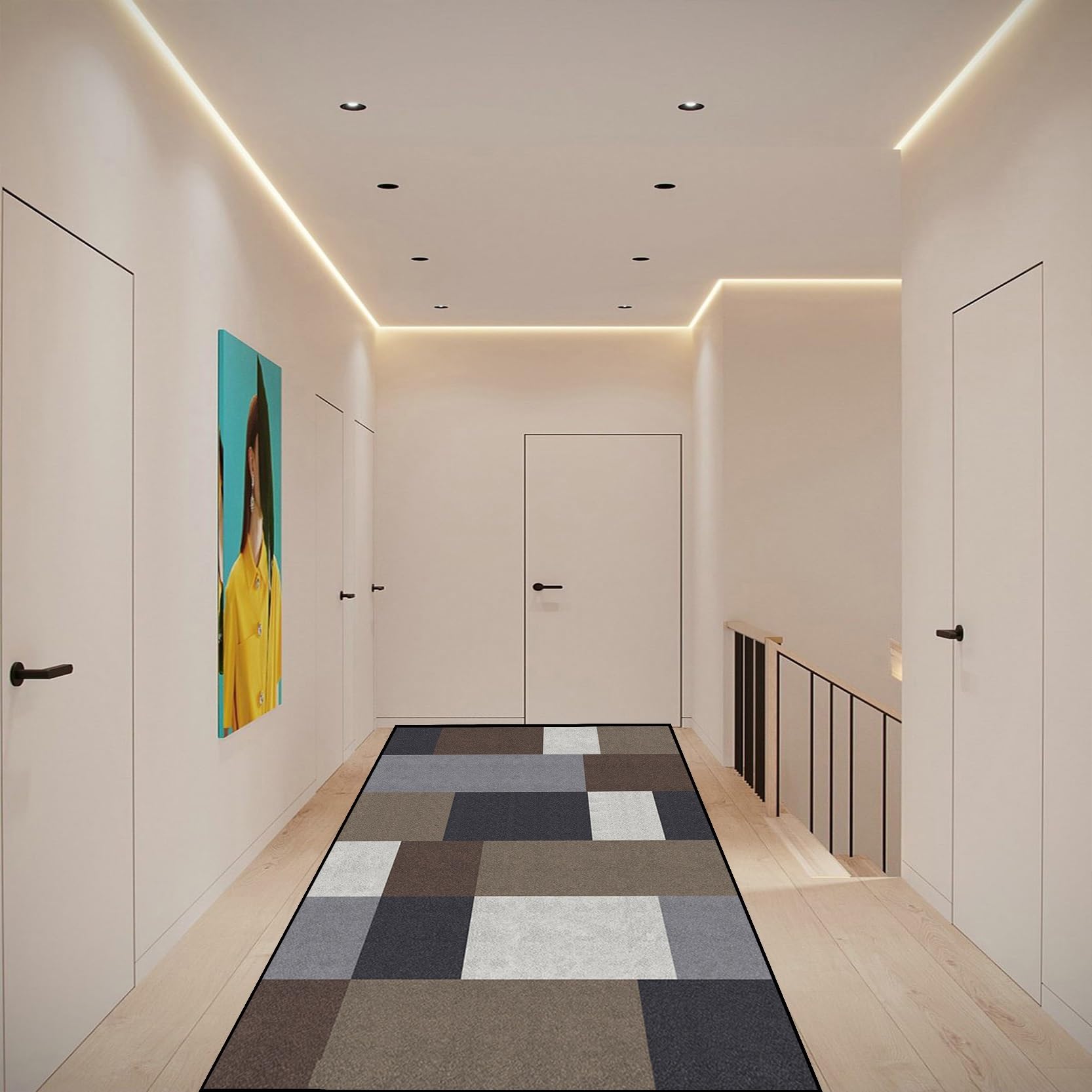Tapis Salle De Bain 50 x 170 cm Antiderapant Long Tapis de Couloir Résistant et Lavable pour Cuisine, Salle à Manger, Buanderie, D